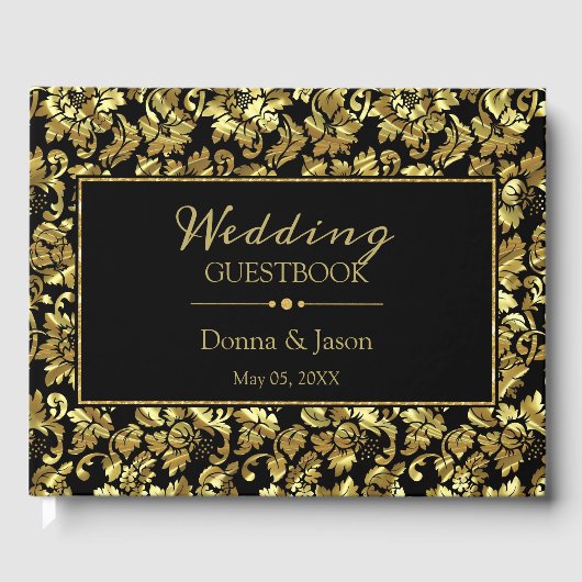 Livre D'or Modèle de Damas en or métallique (Recto)