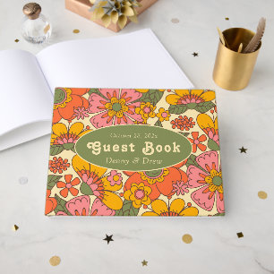 Livre D'or Modèle floral coloré Retro Boho les années 70 Mari