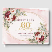 Livre D'or Modern Boho Burgundy Blush Floral 60th Birthday (Recto)