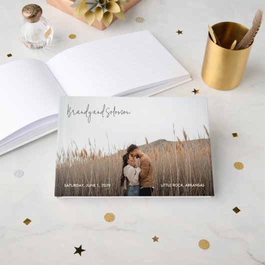 Livre D'or Modern Elegant Photo Wedding (Recto ouvert)