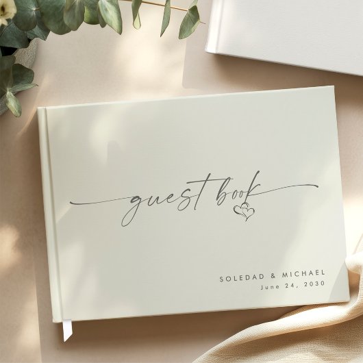 Livre D'or Modern Minimalist Heart Script Wedding 