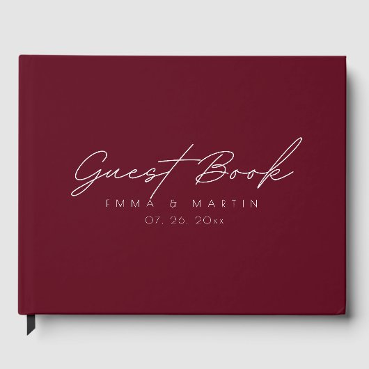 Livre D'or Modern & Minimalist Maroon Script Wedding (Recto)
