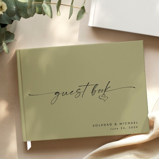Livre D'or Modern Minimalist Sage Script Wedding 