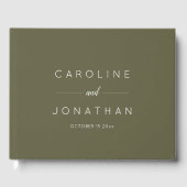 Livre D'or Modern Minimalist Script Custom Wedding Olive Moss (Recto)