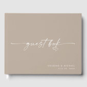 Livre D'or Modern Minimalist Taupe Script Wedding  (Recto)