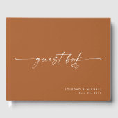 Livre D'or Modern Minimalist Terracotta Script Wedding  (Recto)