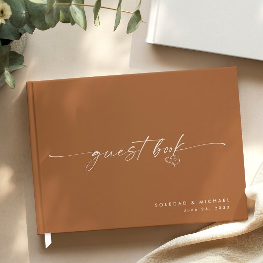Livre D'or Modern Minimalist Terracotta Script Wedding 