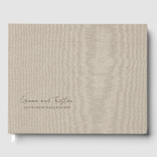 Livre D'or Modern Personalized Silver Gray Faux Linen (Recto)