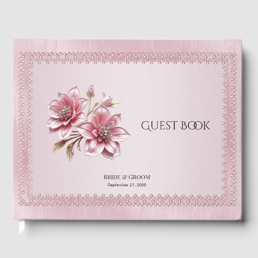 Livre D'or Modern Pink Flowers Guest Book (Recto)