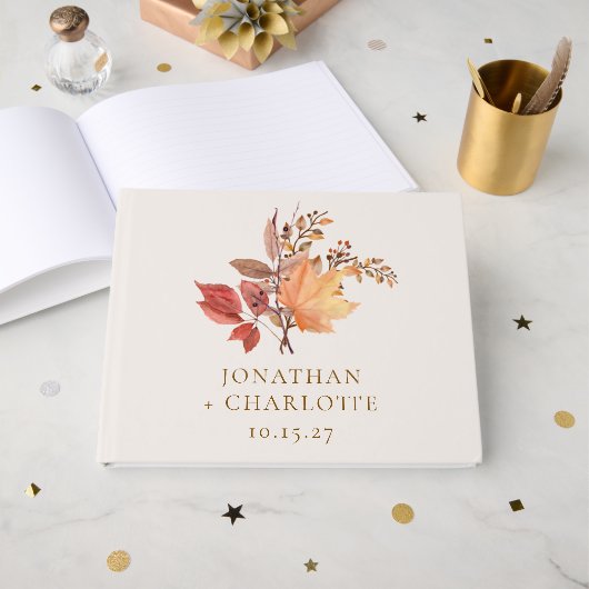 Livre D'or Modern Rustic Fall Boho Flower Wedding  (Recto ouvert)