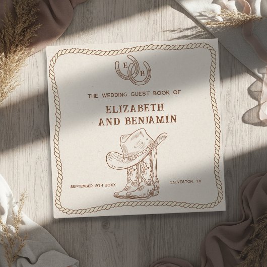 Livre D'or Modern Western Horseshoe Initials Cowboy Wedding