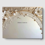 Livre D'or Modern White Flowers Pearls Guest Book (Verso)