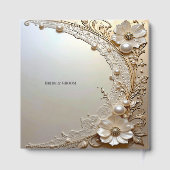 Livre D'or Modern White Flowers Pearls Guest Book (Verso)