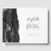 Livre d'or moderne Black Silver Agate Script Livre (Recto)