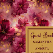 Livre d'or moderne Blush Bourgogne Mariage d'or Li