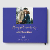 Livre D'or Moderne boho joyeux anniversaire ajouter nom bleu  (Verso)