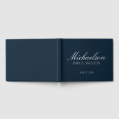 Livre D'or Moderne Chic Marine Bleu Mariage de script blanc (Complet)