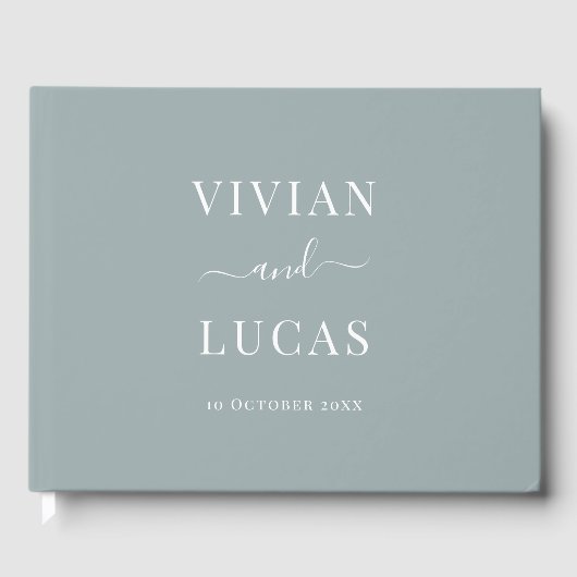 Livre D'or Moderne Dusty Blue Formal Minimal Mariage (Recto)