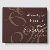 Livre D'or Moderne Elegant Brown Monogramme Mariage de callig (Recto)