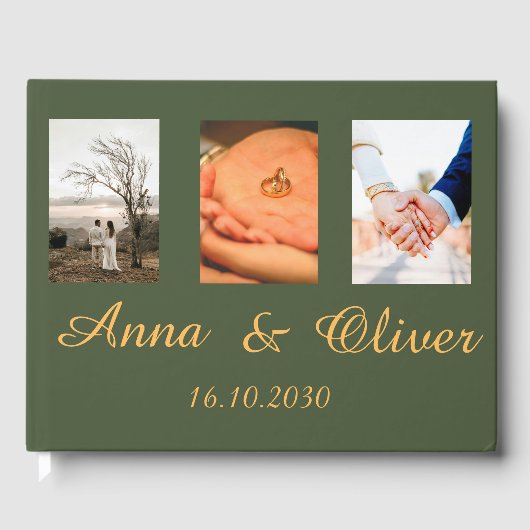 Livre D'or Moderne Elegant Chic manuscrit photo Mariage Gues (Recto)