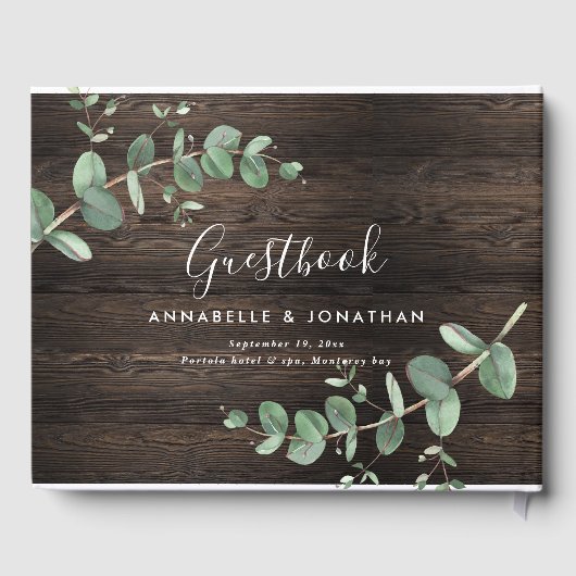 Livre D'or Moderne en bois foncé eucalyptus rustique simple (Verso)