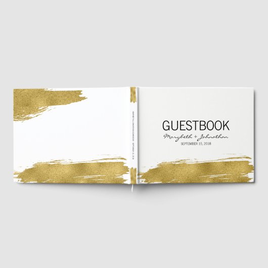 Livre d'or moderne Faux Gold Brushstroke Mariage (Complet)