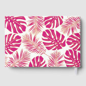 Livre D'or Moderne magenta rose, or tropical feuille mariage (Verso)