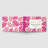 Livre D'or Moderne magenta rose, or tropical feuille mariage (Complet)