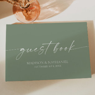Livre D'or Moderne minimaliste Élégant Sage Mariage vert