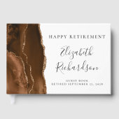Livre D'or Moderne Mocha Brown Gold Agate Script Retrait (Recto)