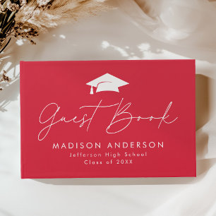 Livre D'or Moderne Script Red Photo Graduation