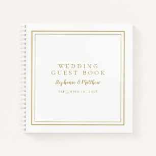 Livre d'or moderne Simple Gold White Mariage Budge
