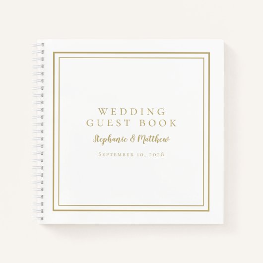 Livre d'or moderne Simple Gold White Mariage Budge (Devant)