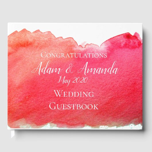 Livre D'or Moderne simple rouge aquarelle art mariage (Recto)