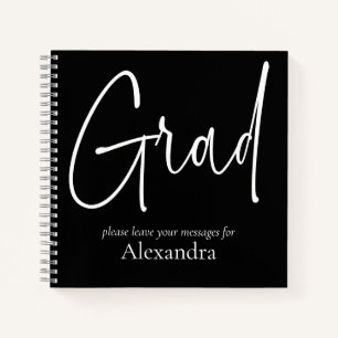 Livre d'or moderne White Text Grad Name Graduation