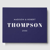 Livre D'or Monogram Bold Modern Simple Navy Mariage bleu (Recto)
