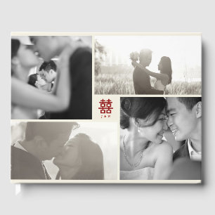 Livre D'or Monogramme 4 Photo Collage Mariage chinois moderne