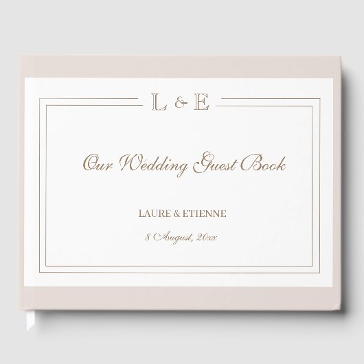 Livre D'or Monogramme Blanc Blush Rose Or Elégant Mariage (Recto)