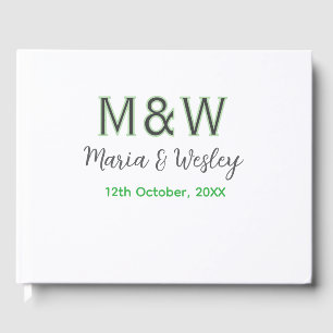 Livre D'or Monogramme couple gris vert moderne romantique dat