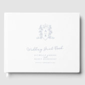 Livre D'or Monogramme couronne coeur blanc argent mariage (Recto)