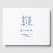 Livre D'or Monogramme crête de coeur dessinée à la main bleu  (Recto)