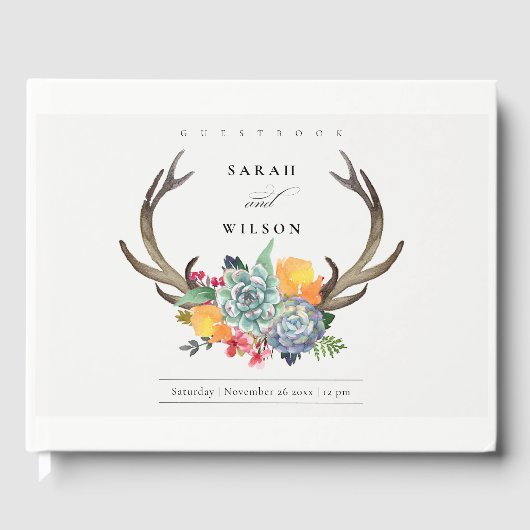 LIVRE D'OR MONOGRAMME D'ALLURE BOHÉMIENNE D'ANTLER SUCCULAIRE (Recto)