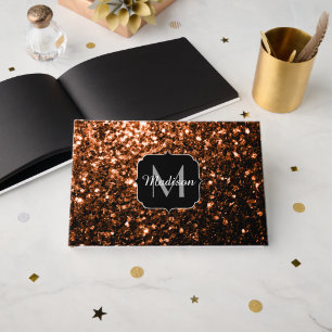 Livre D'or Monogramme de faux éclats de cuivre brun bronze sc