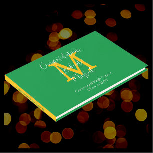 Livre D'or Monogramme de graduation Vert Or et blanc Connexio