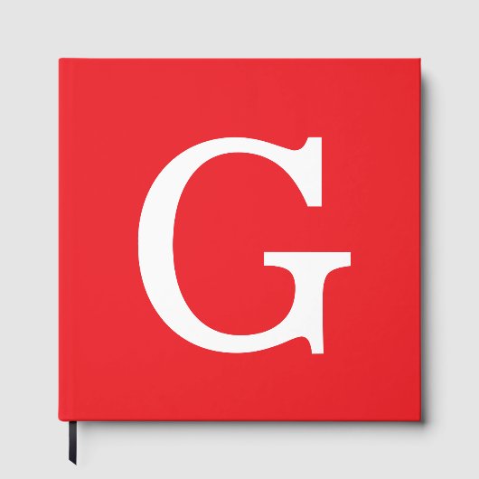 Livre D'or Monogramme de lettre initiale rouge blanc simple (Recto)