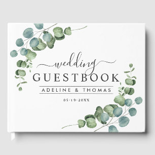 Livre D'or Monogramme de mariage à la verdure d'eucalyptus