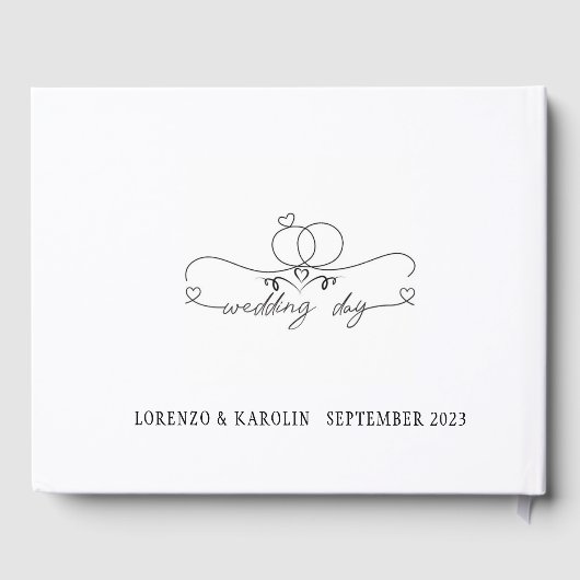 Livre D'or Monogramme de mariage blanc simple élégant minimal (Verso)