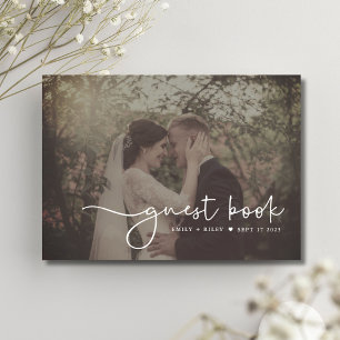 Livre D'or Monogramme de script photo minimaliste Mariage B
