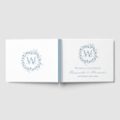 Livre D'or Monogramme Dusty Blue Floral Mariage de couronne (Complet)