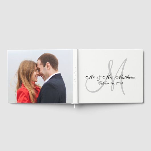 Livre D'or Monogramme élégant personnalisé avec Mariage photo (Complet)